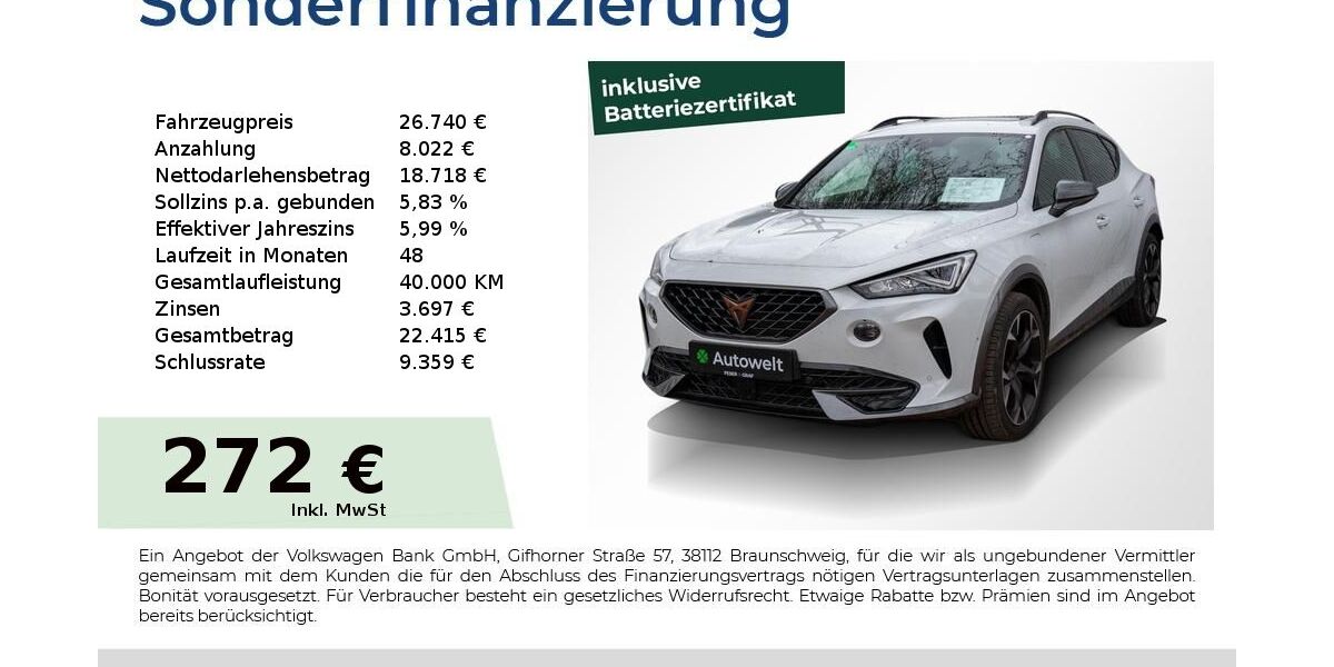 Cupra Formentor 36.150 km 26.740 &euro; Nürnberg 90431