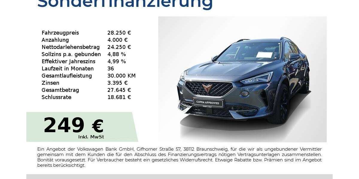Cupra Formentor 29.550 km 28.250 &euro; Lauf an der Pegnitz 91207