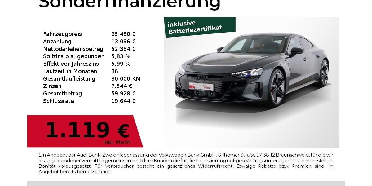 Audi RS e-tron GT 75.018 km 65.480 &euro; Nürnberg 90441
