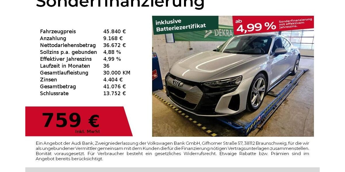 Audi e-tron GT 73.130 km 45.840 &euro; Nürnberg 90441