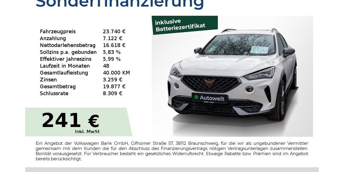 Cupra Formentor 32.350 km 23.740 &euro; Nürnberg 90431