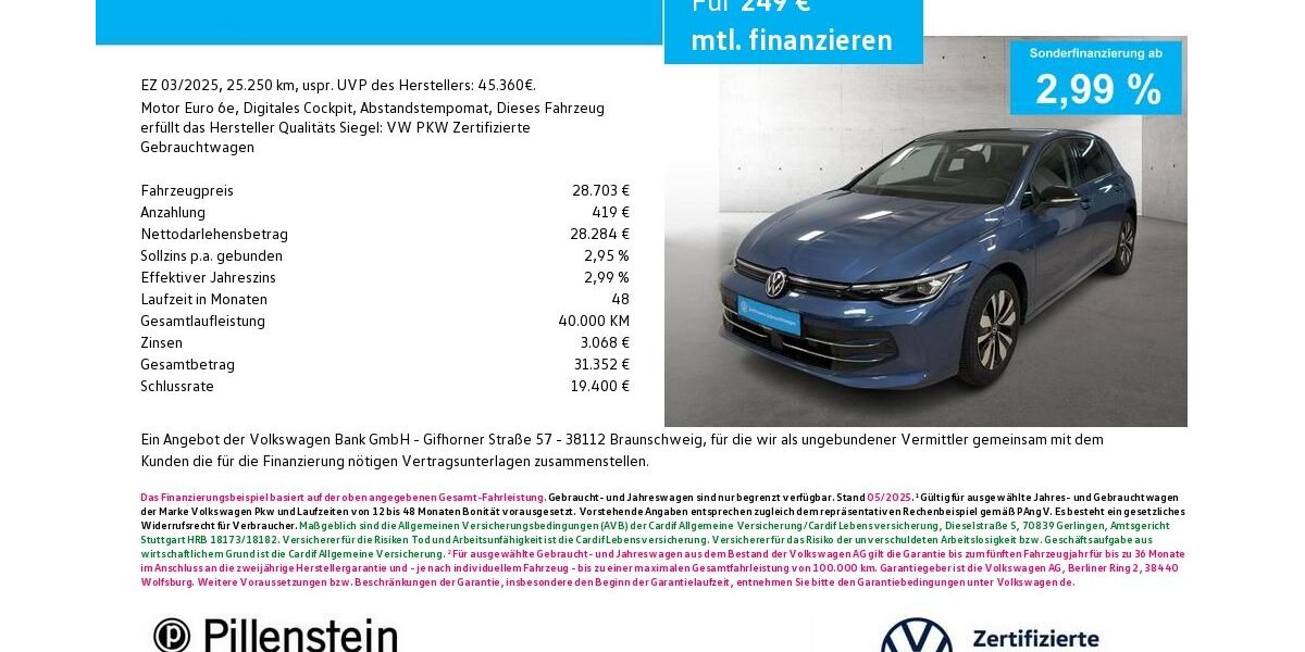 VW Golf 25.250 km 27.904 &euro; Fürth 90762
